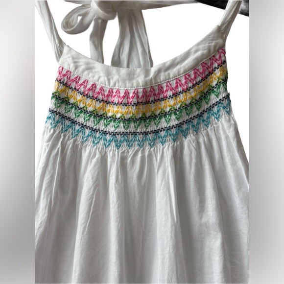 J. Crew NWT cotton halter maxi dress with rainbow stitching in white, small ✨ - Picture 3 of 11